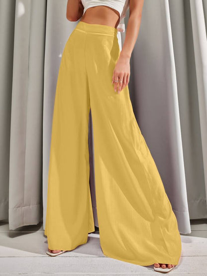 Solid wide leg trousers in yellow