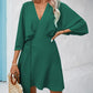 Solid batwing sleeve knot side wrap dress