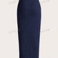Solid color A-line skirt in navy blue