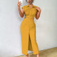 Solid color front button cut out midi dress in yellow