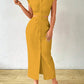Solid color front button cut out midi dress in yellow