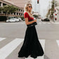 Solid color high waist pleated maxi skirt in black