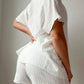 Solid color kimono top & short set in white