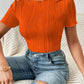 Solid color round neck hollow out short sleeve bodysuit in orange