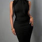 Solid color sleeveless bodycon dress in black