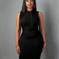 Solid color sleeveless bodycon dress in black