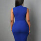 Solid color sleeveless bodycon dress in blue