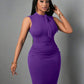 Solid color sleeveless bodycon dress in purple