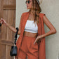 Solid color sleeveless front button suit & short set in coral