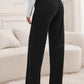 Solid color straight leg pants in black