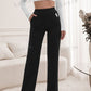 Solid color straight leg pants in black
