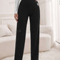 Solid color straight leg pants in black