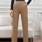 Solid color straight leg pants in khaki
