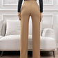 Solid color straight leg pants in khaki