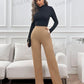 Solid color straight leg pants in khaki