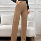 Solid color straight leg pants in khaki