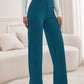 Solid color straight leg pants in teal