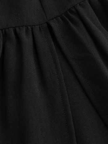 Solid elastic waist ruffle hem tiered hem midi skirt in black