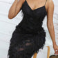 Solid fuzzy cami dress in black