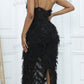Solid fuzzy cami dress in black