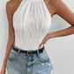 Solid halter neck bodysuit in white