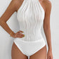 Solid halter neck bodysuit in white