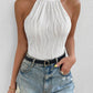 Solid halter neck bodysuit in white