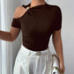 Solid hollow out metal decorated top in brown