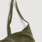 Solid lettuce trim mermaid hem cami dress in army green