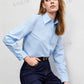 Solid long sleeve button down shirt in blue