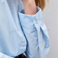 Solid long sleeve button down shirt in blue