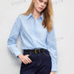 Solid long sleeve button down shirt in blue