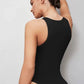 Solid sleeveless tank bodysuit in black