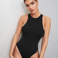 Solid sleeveless tank bodysuit in black