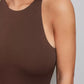 Solid sleeveless tank bodysuit in brown