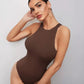 Solid sleeveless tank bodysuit in brown