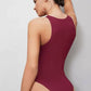 Solid sleeveless tank bodysuit in burgundy