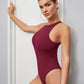 Solid sleeveless tank bodysuit in burgundy