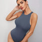 Solid sleeveless tank bodysuit in grey