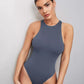 Solid sleeveless tank bodysuit in grey