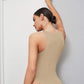Solid sleeveless tank bodysuit in khaki