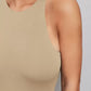 Solid sleeveless tank bodysuit in khaki