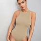 Solid sleeveless tank bodysuit in khaki