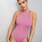 Solid sleeveless tank bodysuit in pink