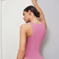 Solid sleeveless tank bodysuit in pink