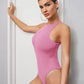 Solid sleeveless tank bodysuit in pink