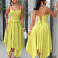Spaghetti strap asymmetric hem tie back dress in green