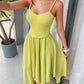 Spaghetti strap asymmetric hem tie back dress in green