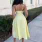 Spaghetti strap ruched waist dress in yellow