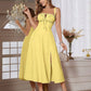 Spaghetti strap tie front maxi dress in yellow